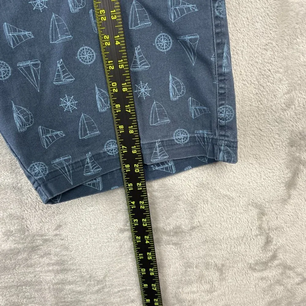 Rugby University Nautical Boat Themed Flat Front Stretch Shorts Men's Size 36